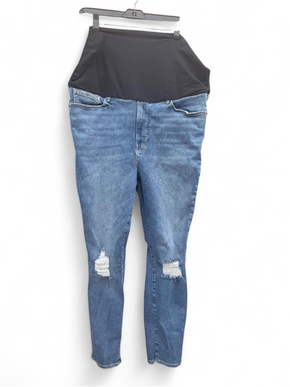 Good American Black Panel Maternity Skinny Jeans - Blue Denim